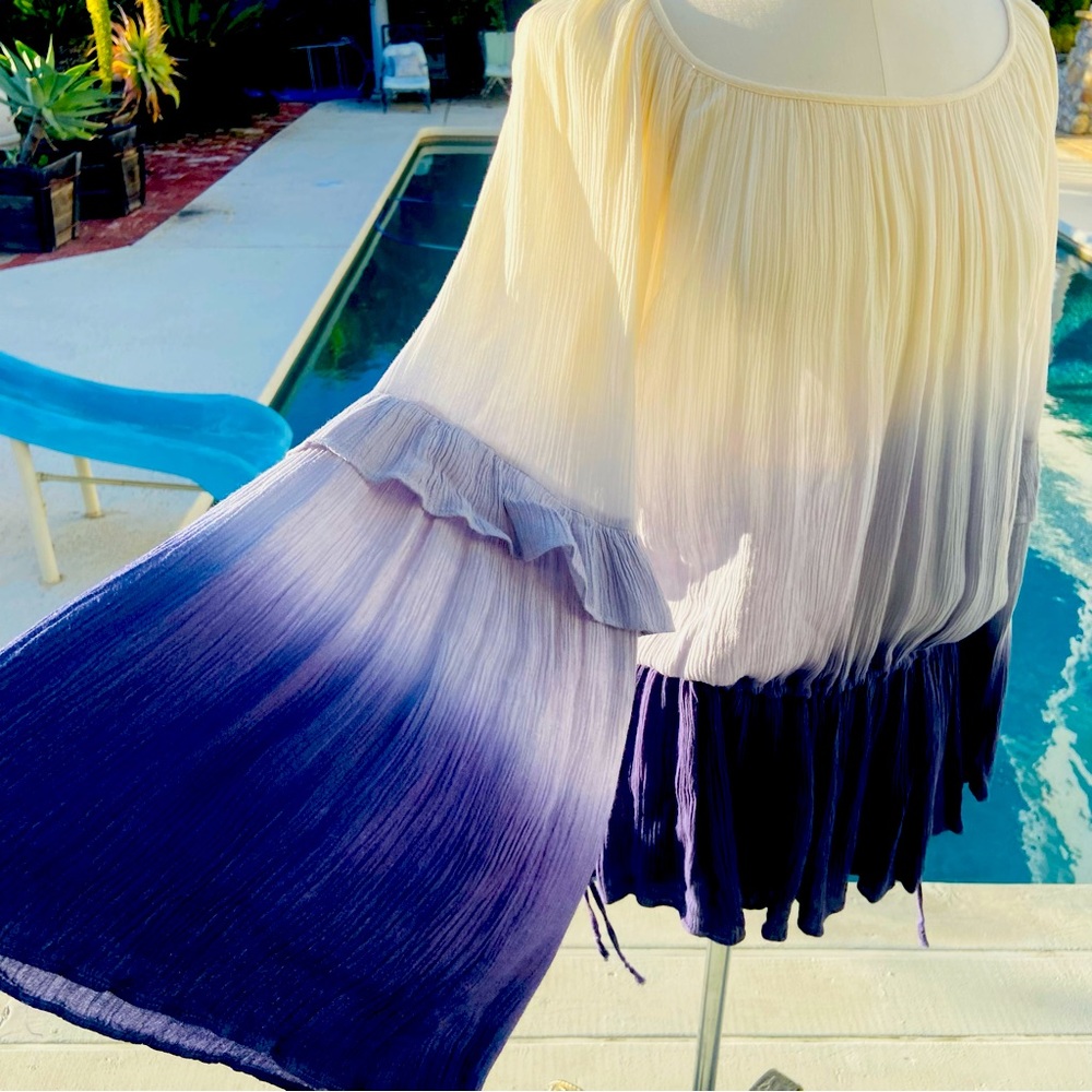 Gorgeous ombré tie dye bohemian tunic adjustable waist Belle sleeves hippie